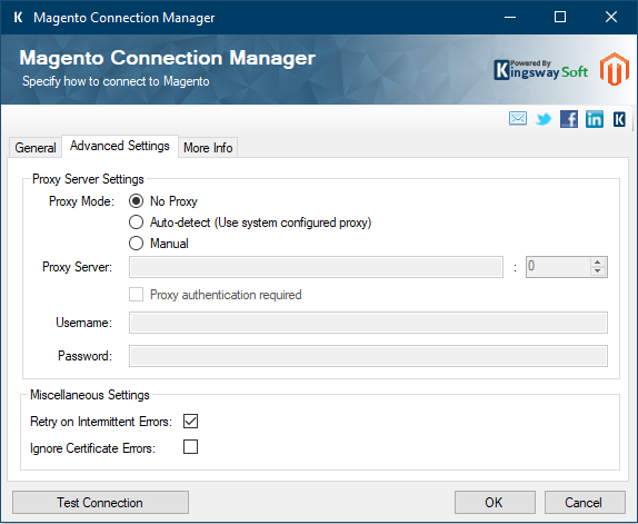 Magento Connection Manager - Advanced Settings